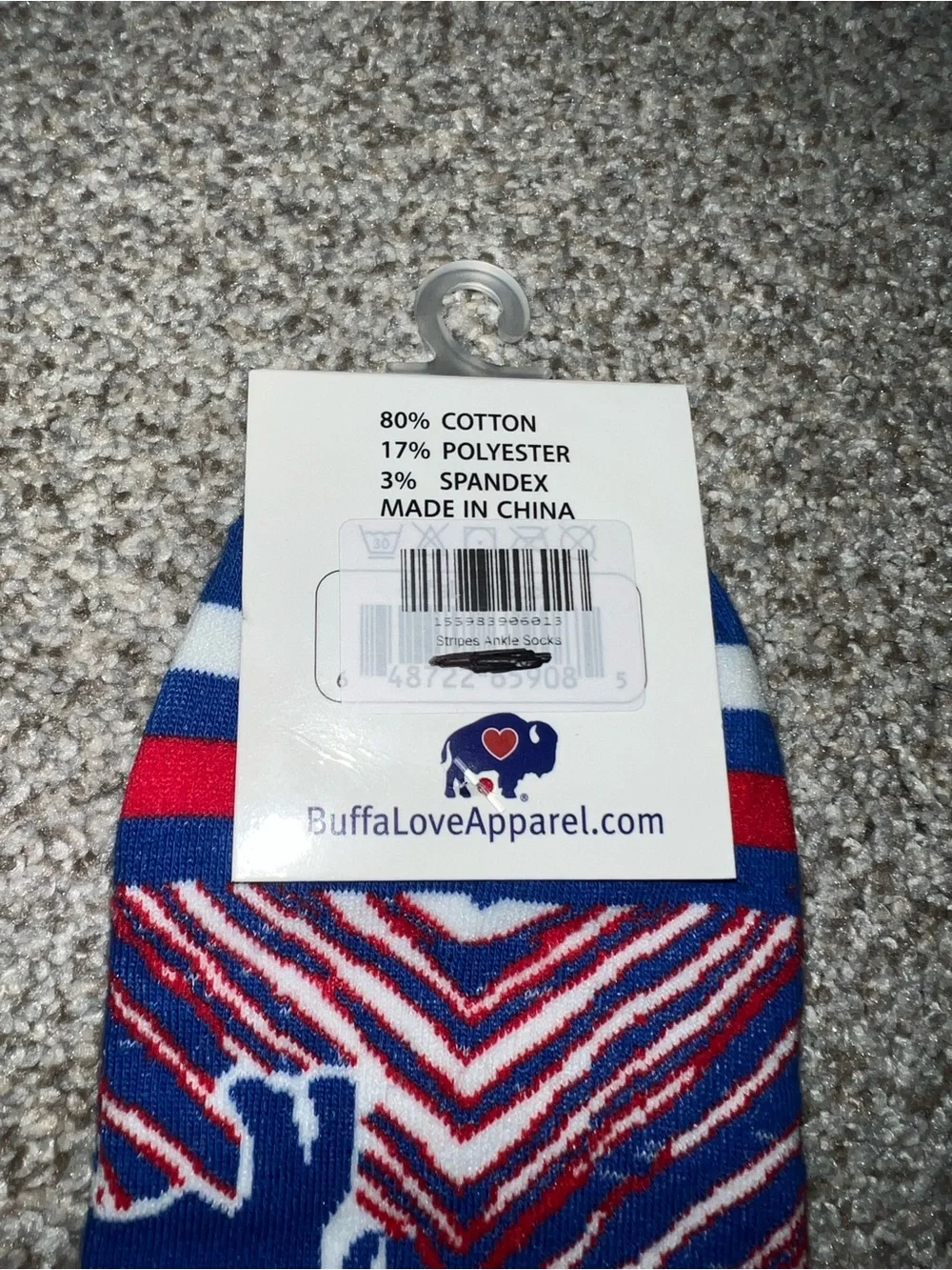 NEW WITH TAGS Buffalo Bills Red, White & Blue Patterned ankle Socks